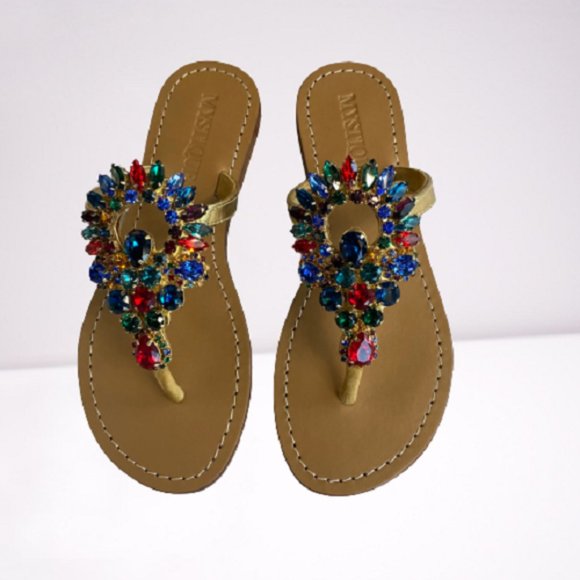 Mystique Boutique Shoes - Mystique Jeweled Flat Slipper Sandal